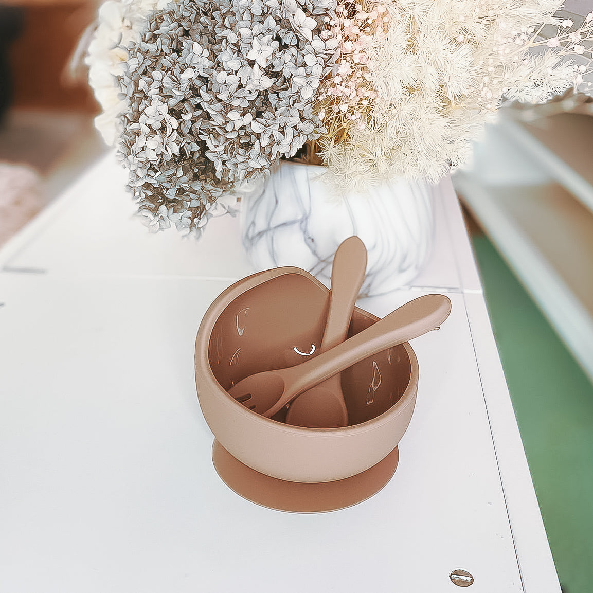 Silicone Bowl with spoon and fork