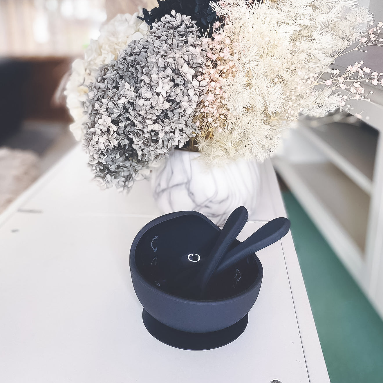 Silicone Bowl with spoon and fork