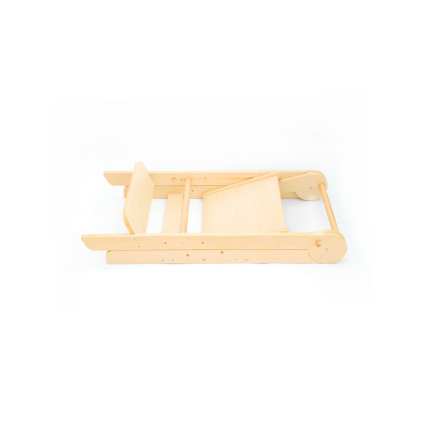 Folded Adjustable Foldable Learning Tower showing the compact storage feature on a white background.