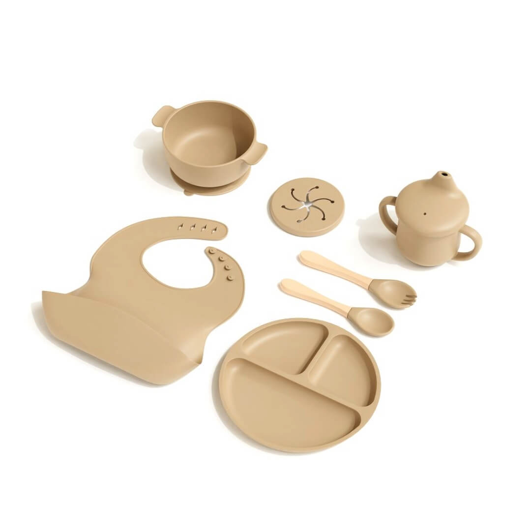 Warm Taupe 8 Piece Toddler Feeding Set